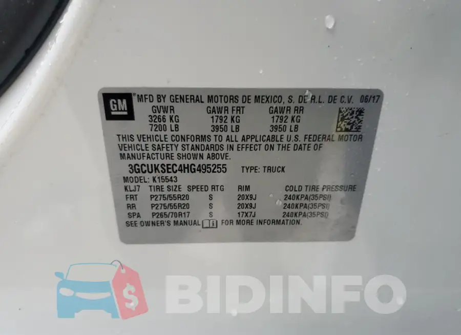 3GCUKSEC4HG495255 Photo# 12