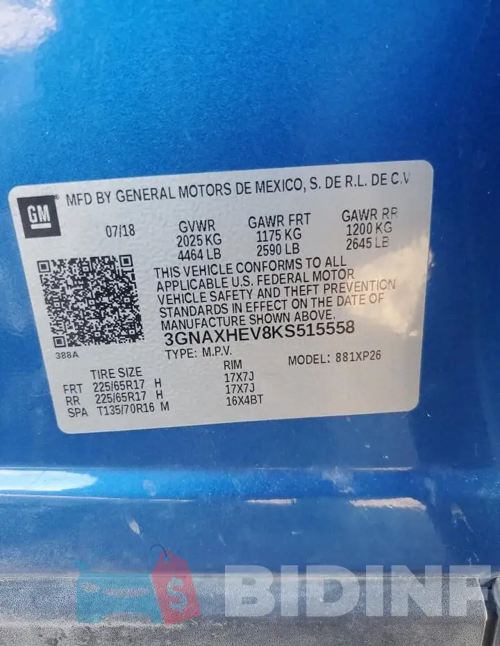 3GNAXHEV8KS515558 Photo# 12