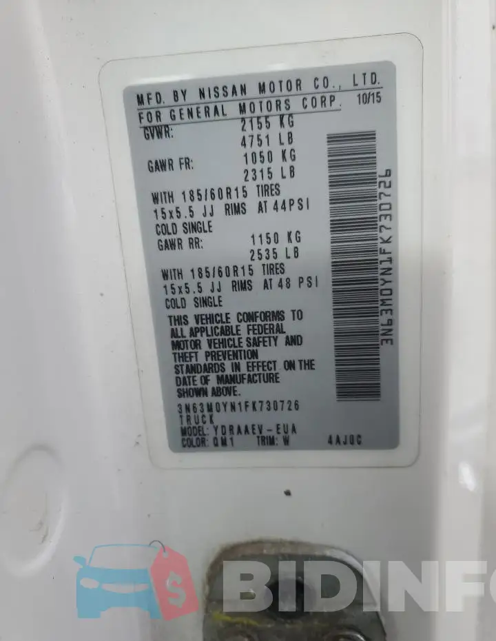 3N63M0YN1FK730726 Photo# 14