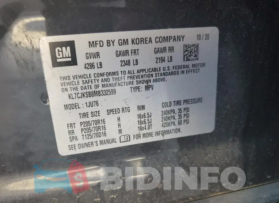 KL7CJKSB8MB332599 Photo# 12