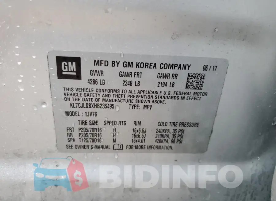 KL7CJLSBXHB235495 Photo# 13