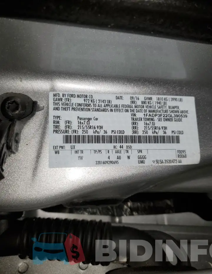 1FADP3F22GL390539 Photo# 12