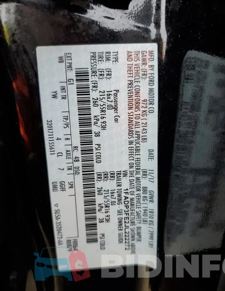 1FADP3FE2JL222272 Photo# 12