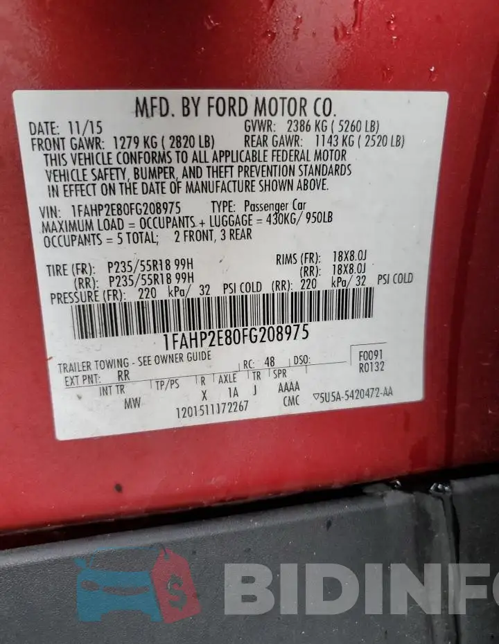 1FAHP2E80FG208975 Photo# 12