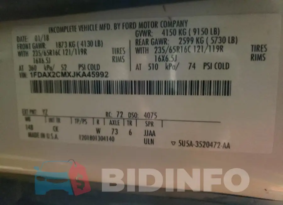 1FDAX2CMXJKA45992 Photo# 13