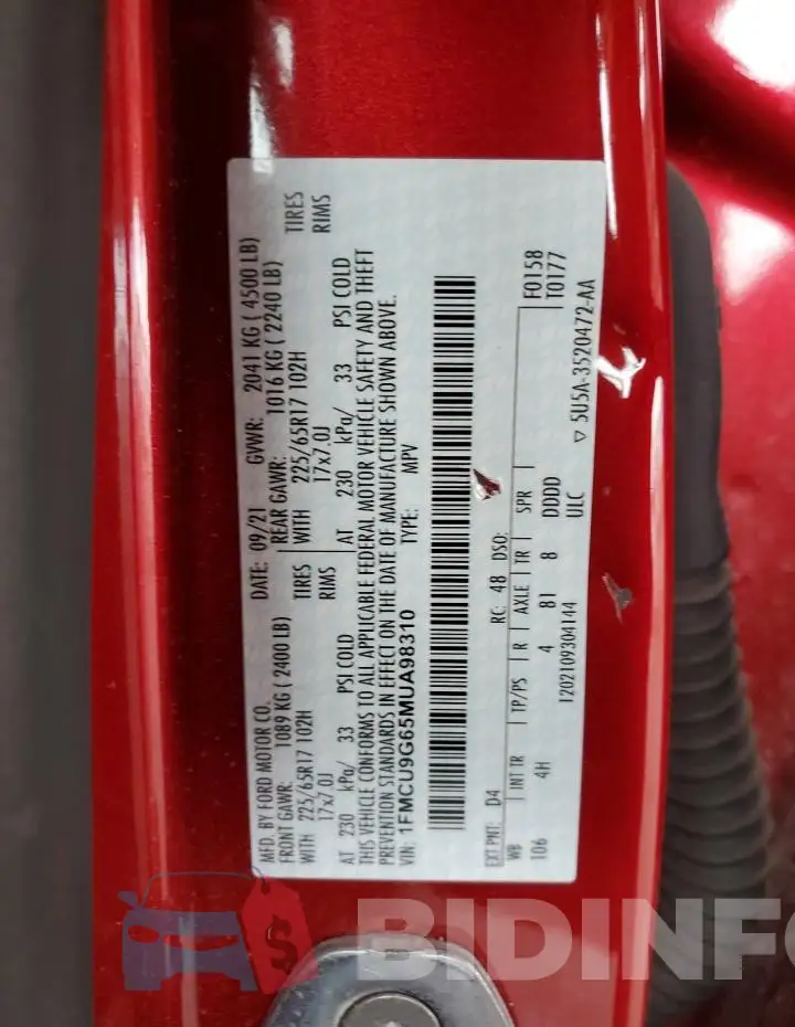 1FMCU9G65MUA98310 Photo# 12