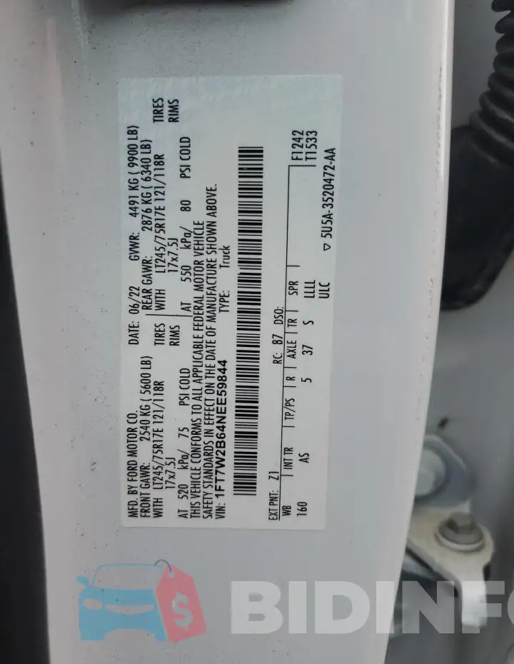 1FT7W2B64NEE59844 Photo# 12