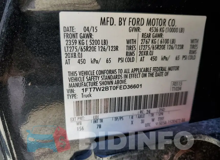 1FT7W2BT0FED36601 Photo# 12