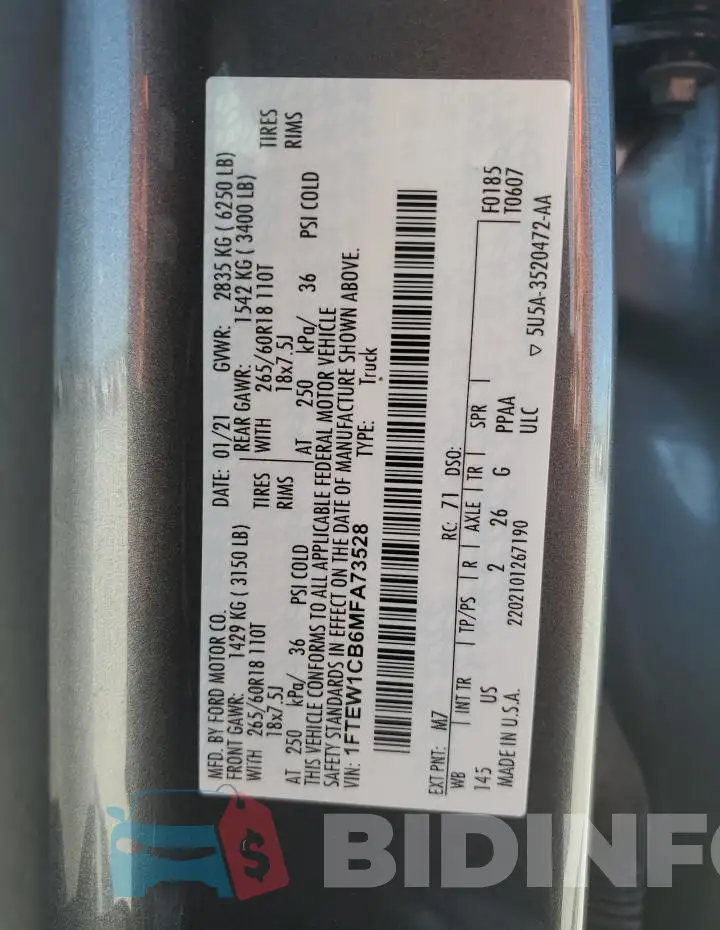 1FTEW1CB6MFA73528 Photo# 12