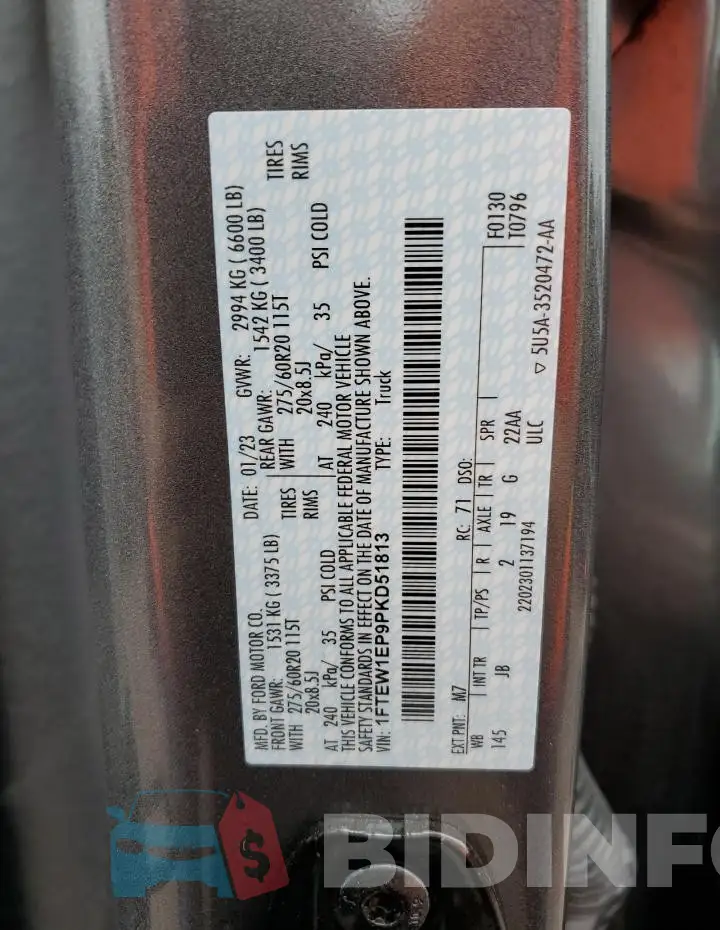 1FTEW1EP9PKD51813 Photo# 12