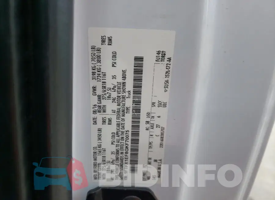 1FTFX1EF8GKF70075 Photo# 12