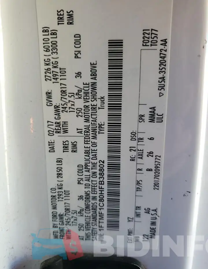 1FTMF1C80HFB38802 Photo# 12