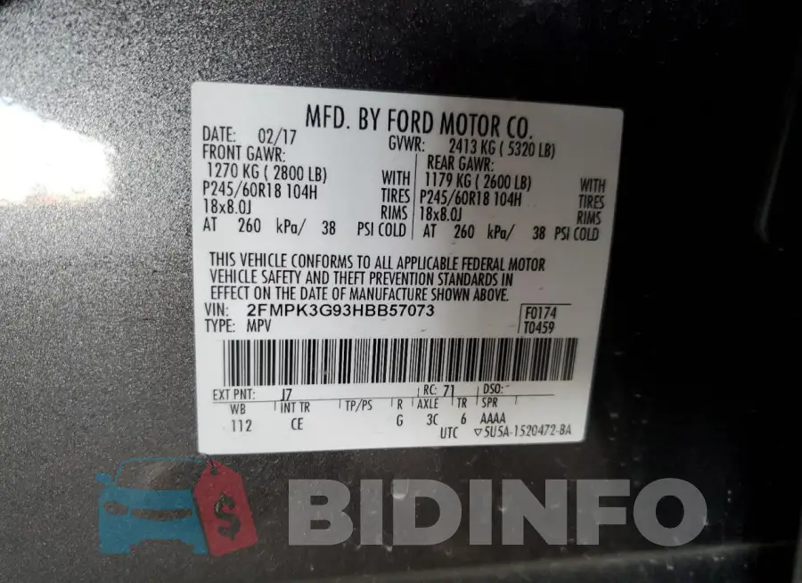 2FMPK3G93HBB57073 Photo# 12