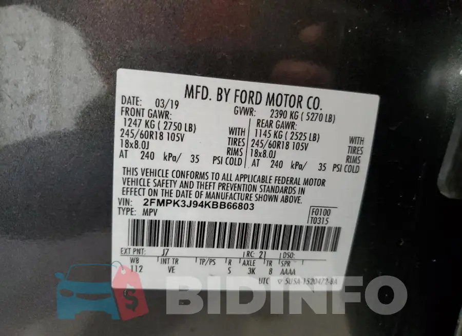 2FMPK3J94KBB66803 Photo# 13