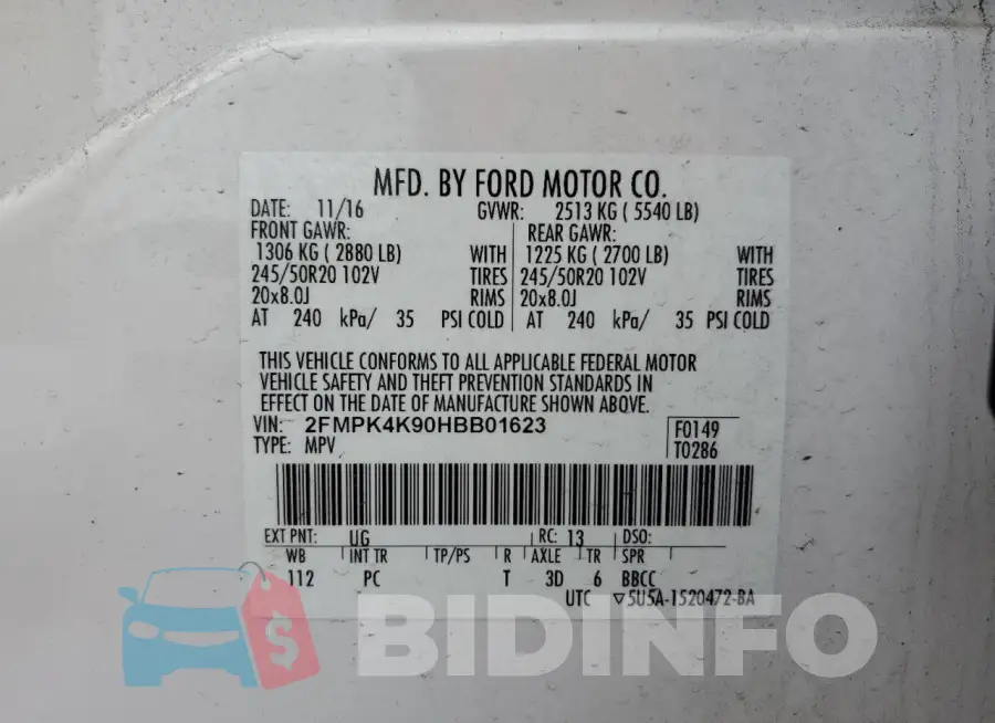 2FMPK4K90HBB01623 Photo# 13