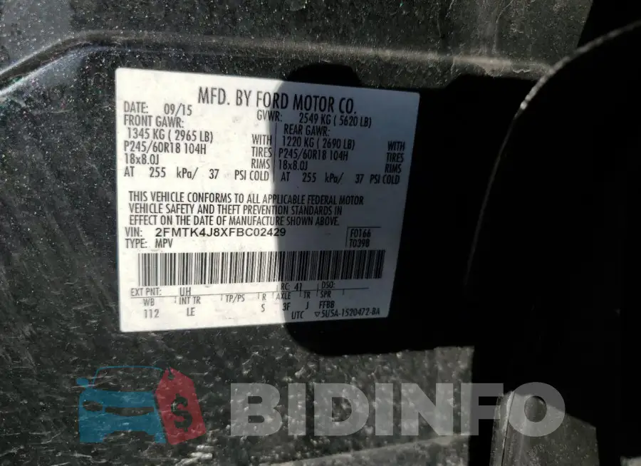 2FMTK4J8XFBC02429 Photo# 12