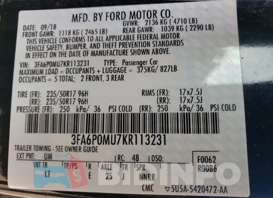 3FA6P0MU7KR113231 Photo# 12