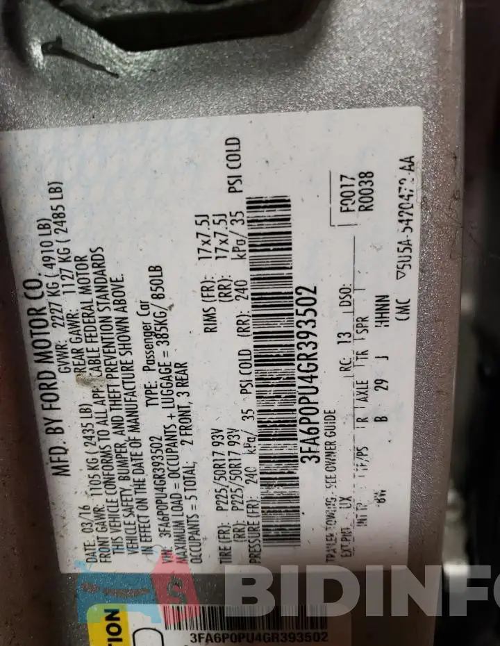 3FA6P0PU4GR393502 Photo# 12