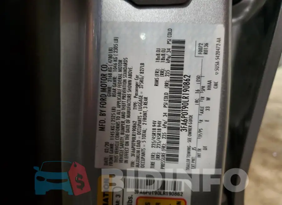 3FA6P0T90LR190862 Photo# 12