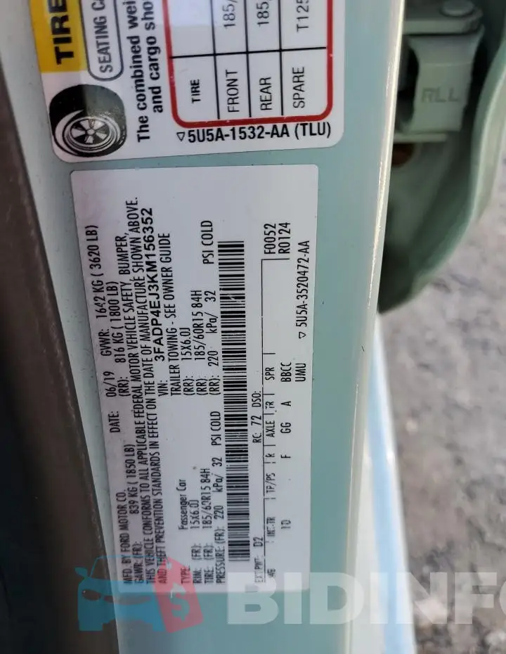 3FADP4EJ3KM156352 Photo# 12