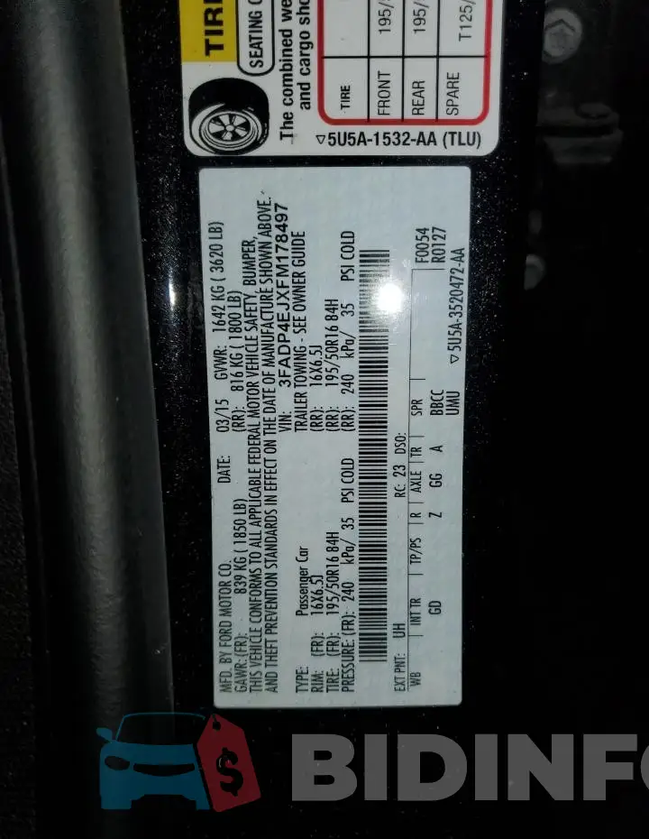 3FADP4EJXFM178497 Photo# 12