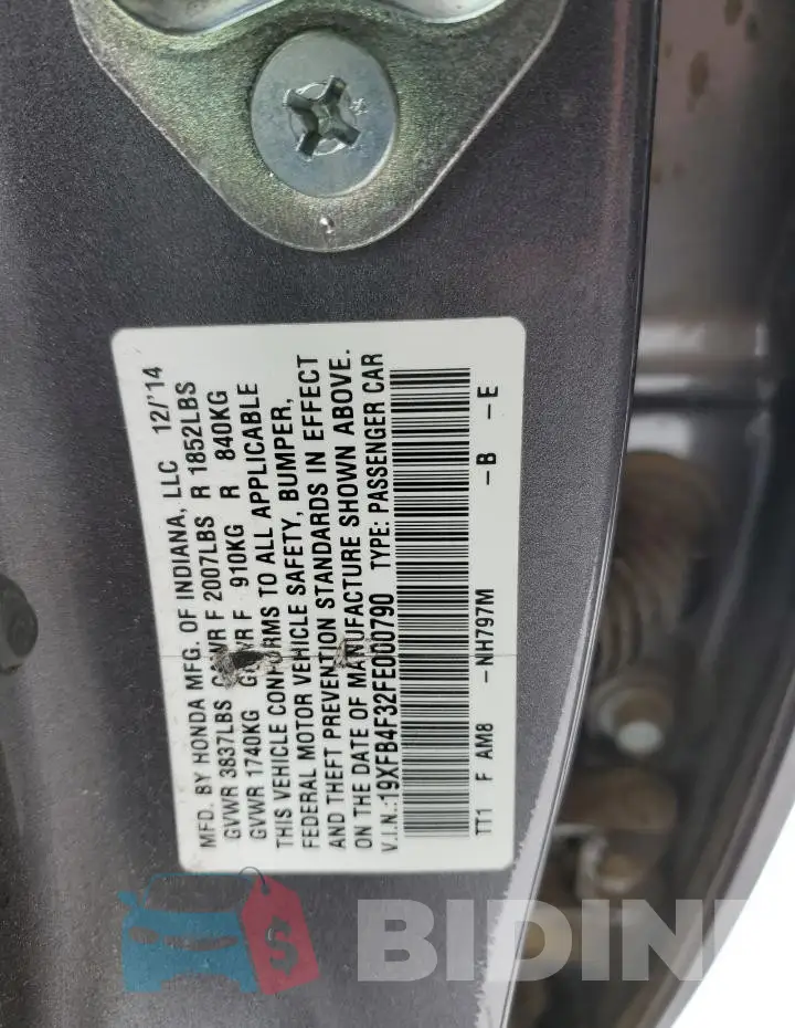 19XFB4F32FE000790 Photo# 12