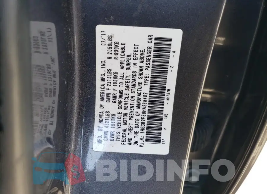 1HGCR2F58HA268402 Photo# 12