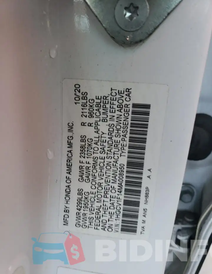 1HGCV1F14MA008950 Photo# 12