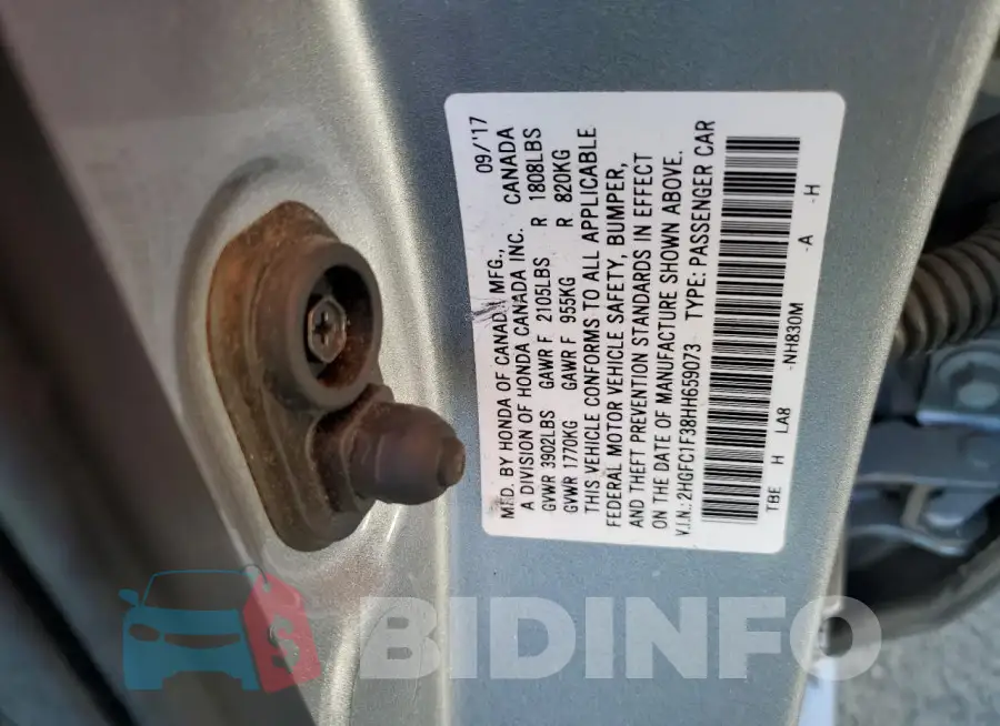 2HGFC1F38HH659073 Photo# 12