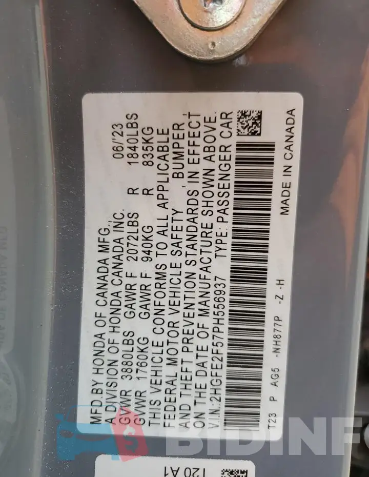 2HGFE2F57PH556937 Photo# 12