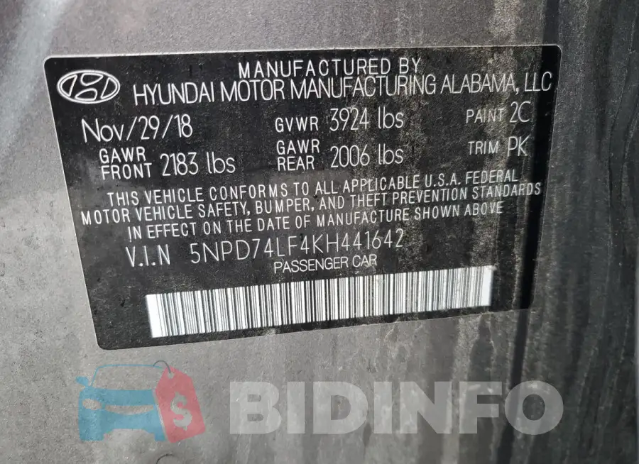 5NPD74LF4KH441642 Photo# 12
