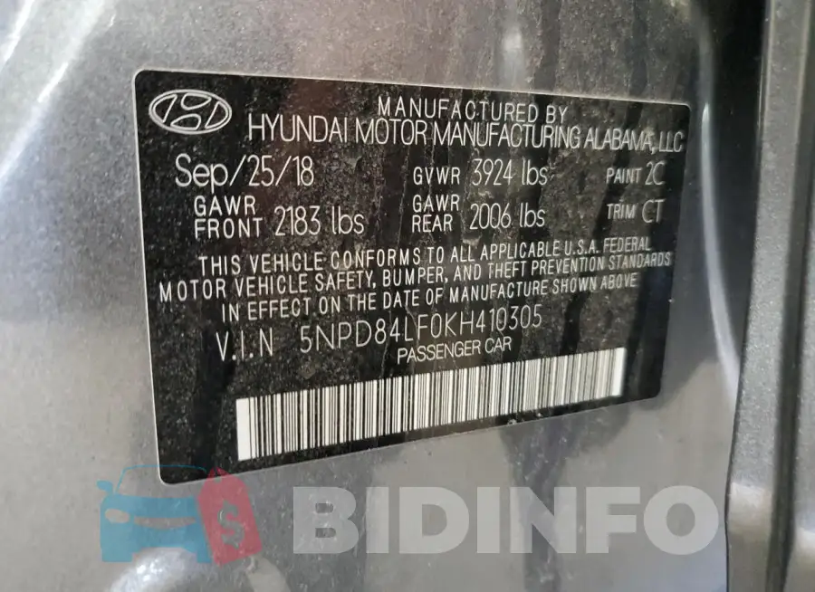 5NPD84LF0KH410305 Photo# 12