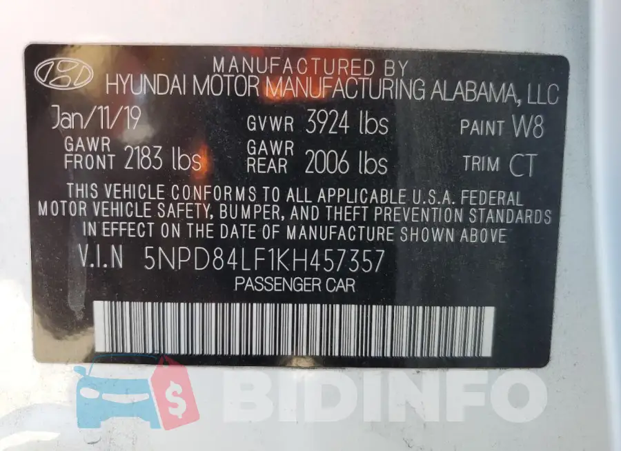 5NPD84LF1KH457357 Photo# 12