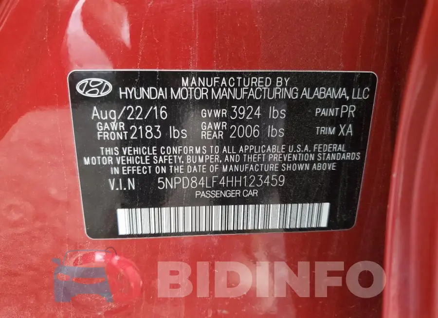 5NPD84LF4HH123459 Photo# 12