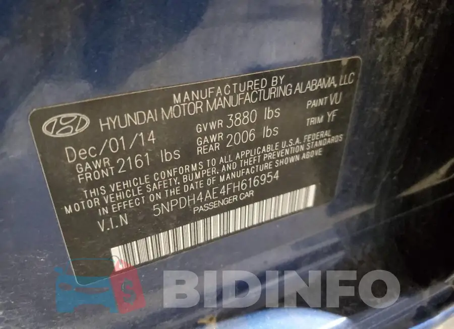 5NPDH4AE4FH616954 Photo# 12