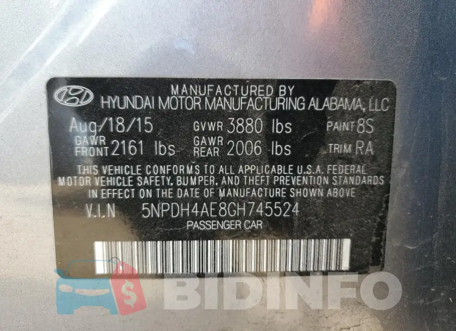 5NPDH4AE8GH745524 Photo# 13