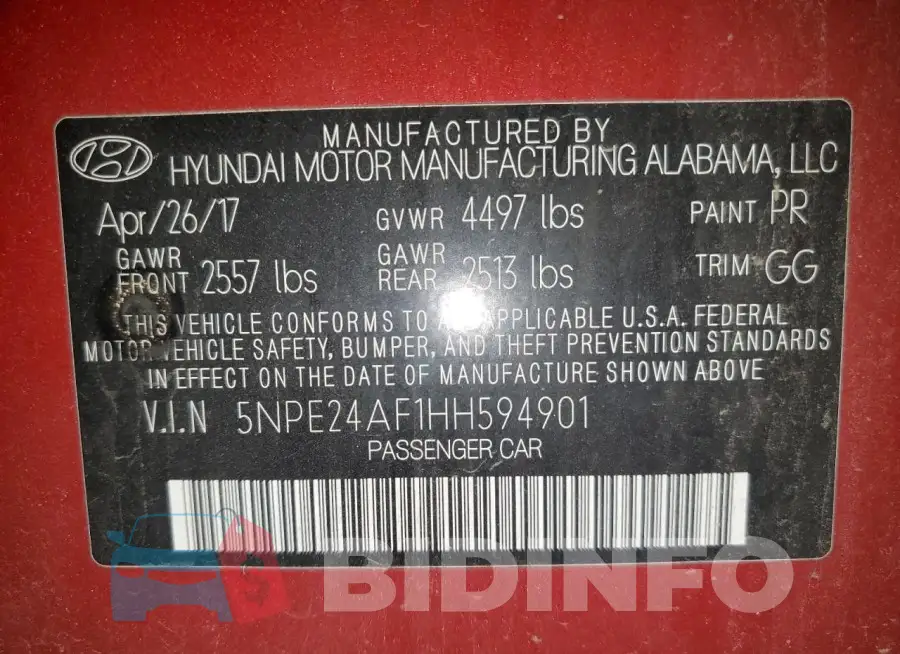 5NPE24AF1HH594901 Photo# 12