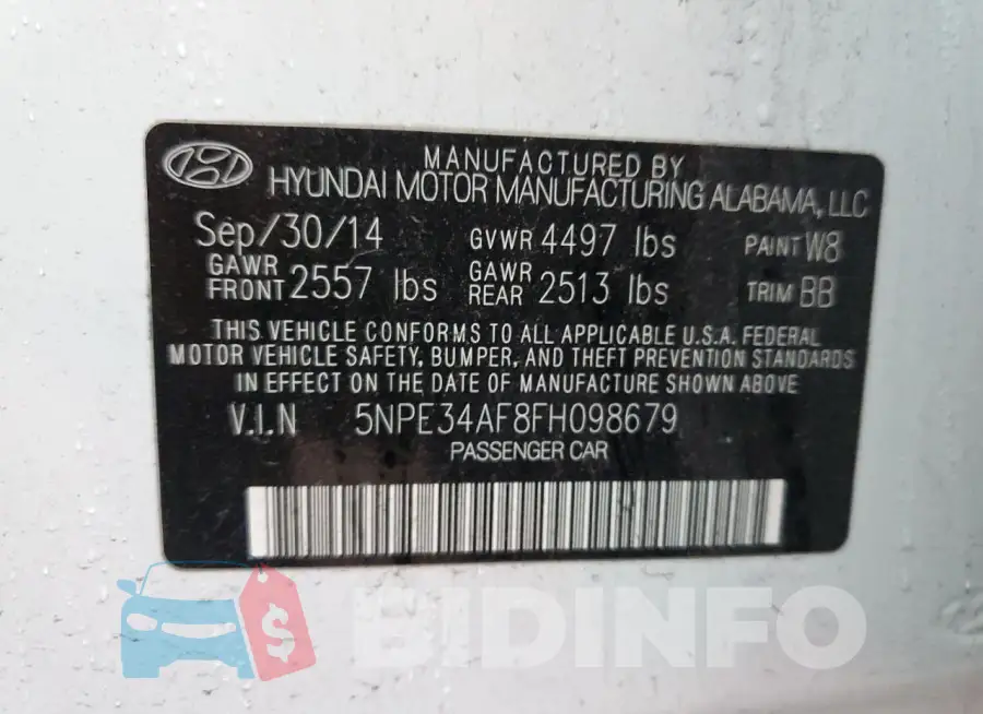5NPE34AF8FH098679 Photo# 13