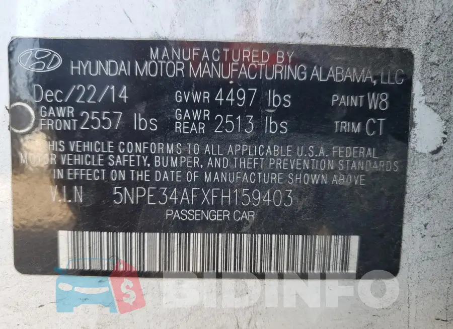 5NPE34AFXFH159403 Photo# 13
