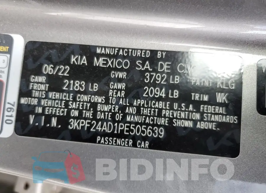 3KPF24AD1PE505639 Photo# 13