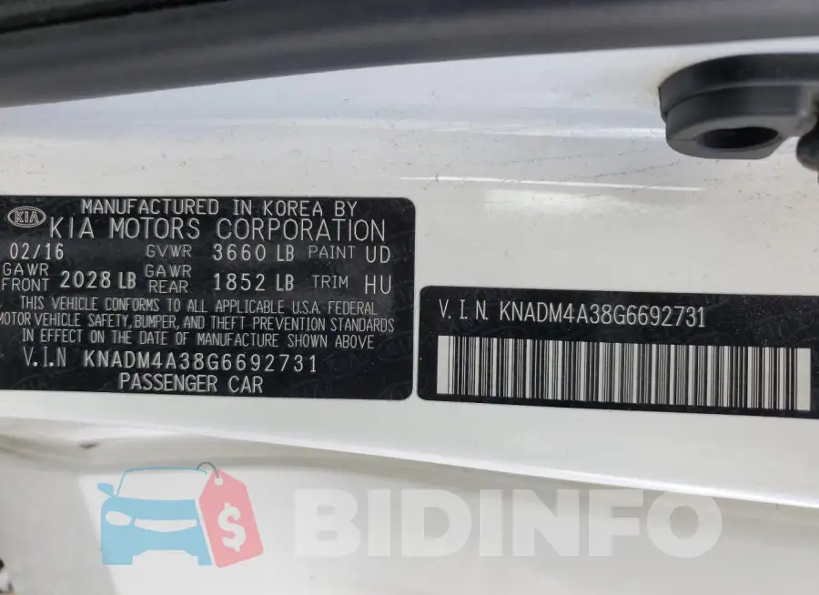 KNADM4A38G6692731 Photo# 13