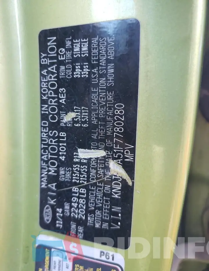 KNDJP3A51F7780280 Photo# 12