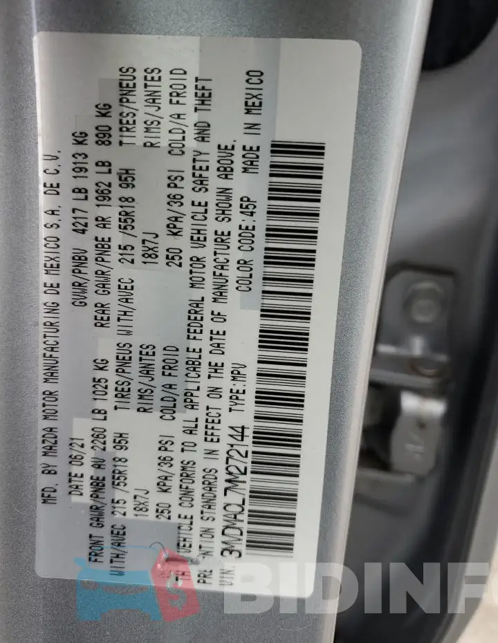 3MVDMACL7MM272144 Photo# 13