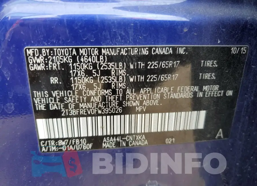 2T3BFREV0FW395026 Photo# 12