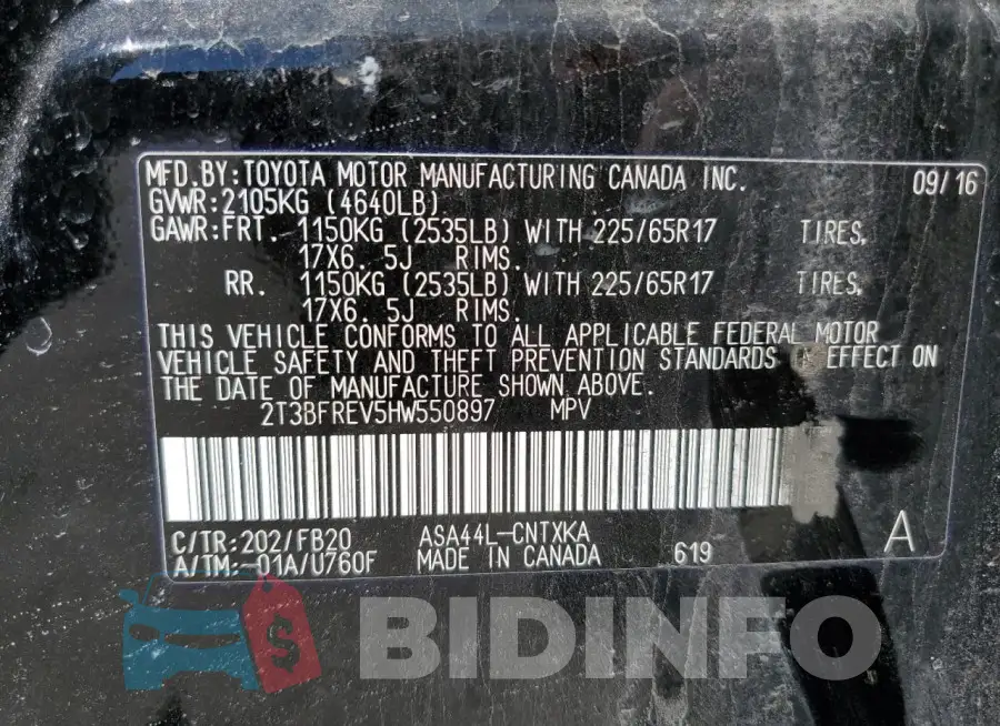 2T3BFREV5HW550897 Photo# 12