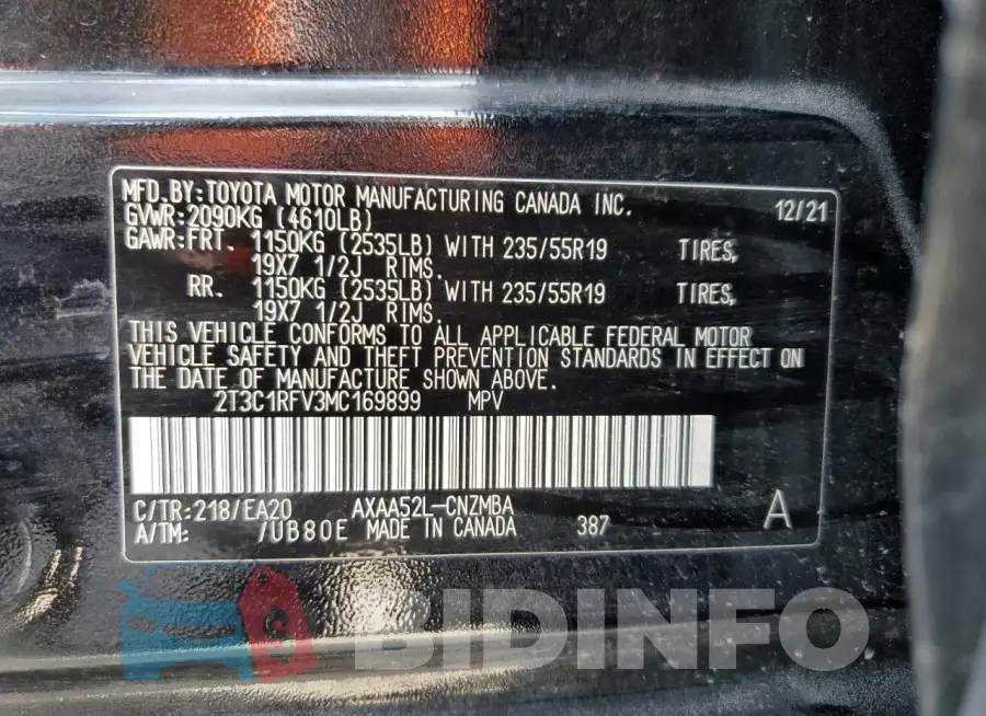 2T3C1RFV3MC169899 Photo# 13