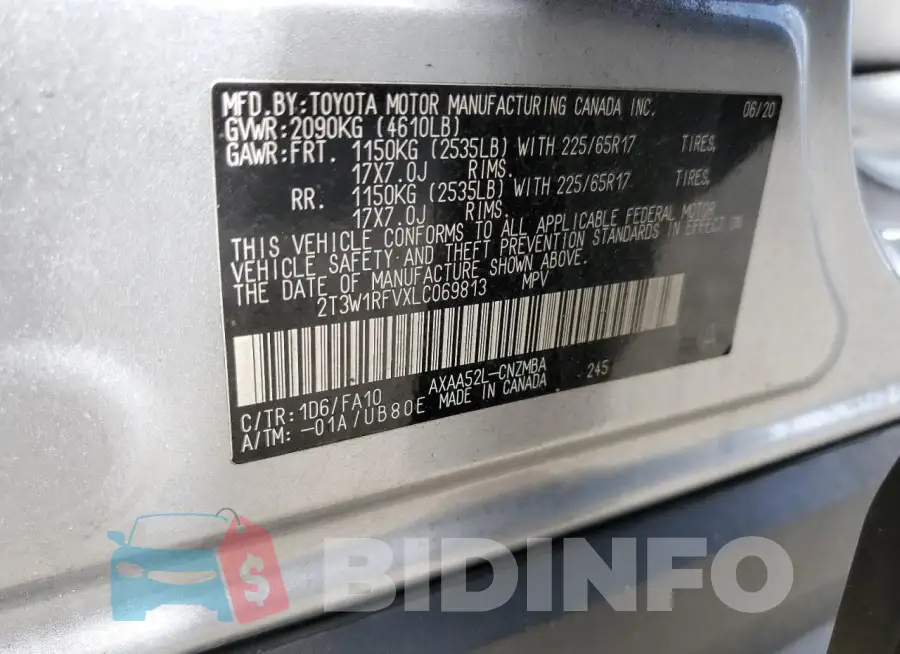 2T3W1RFVXLC069813 Photo# 13