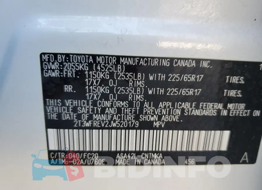 2T3WFREV2JW520179 Photo# 13