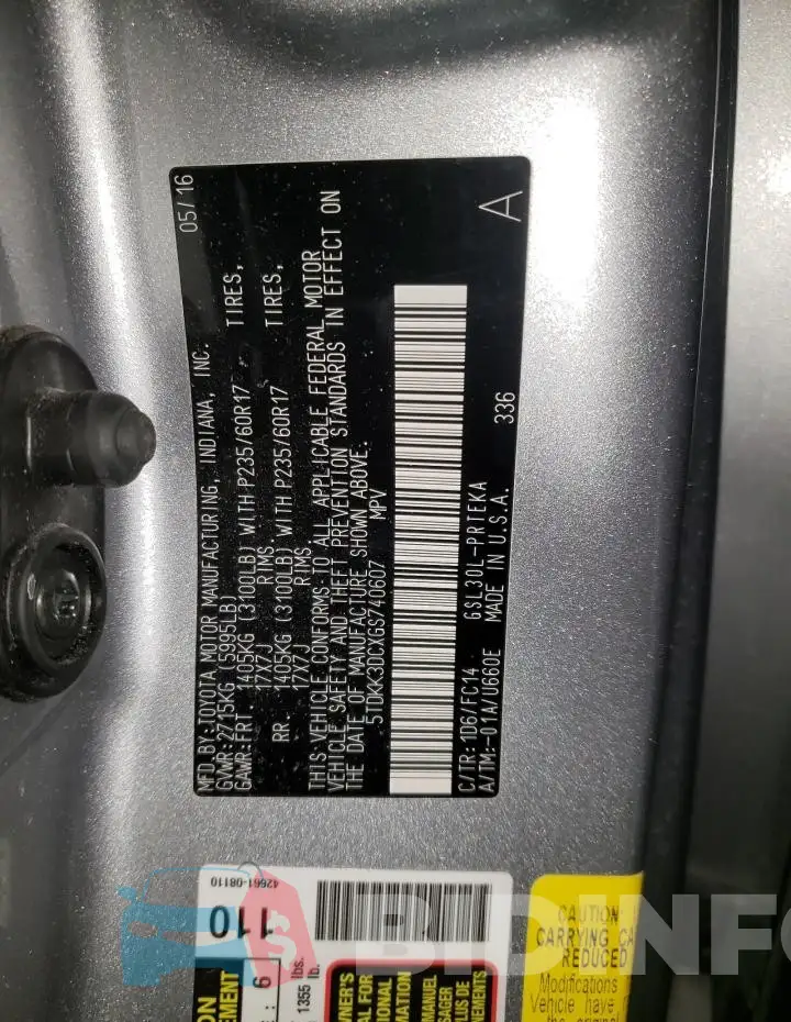 5TDKK3DCXGS740607 Photo# 13