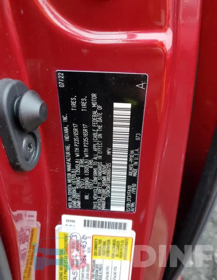 5TDKSKFC8NS066705 Photo# 13